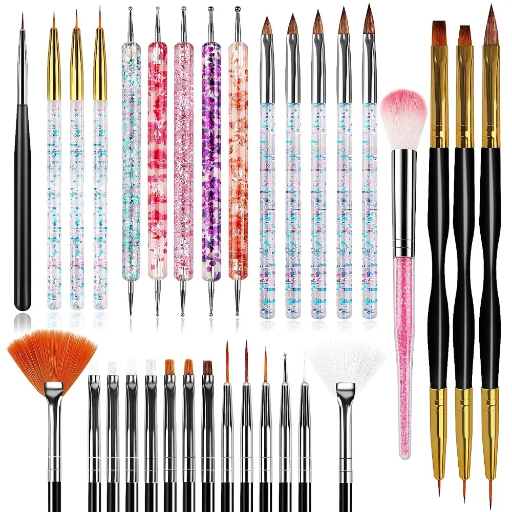 Nail Art Dotting Tool - 32pcs Nail Art Brushes, Acrylic Brush,