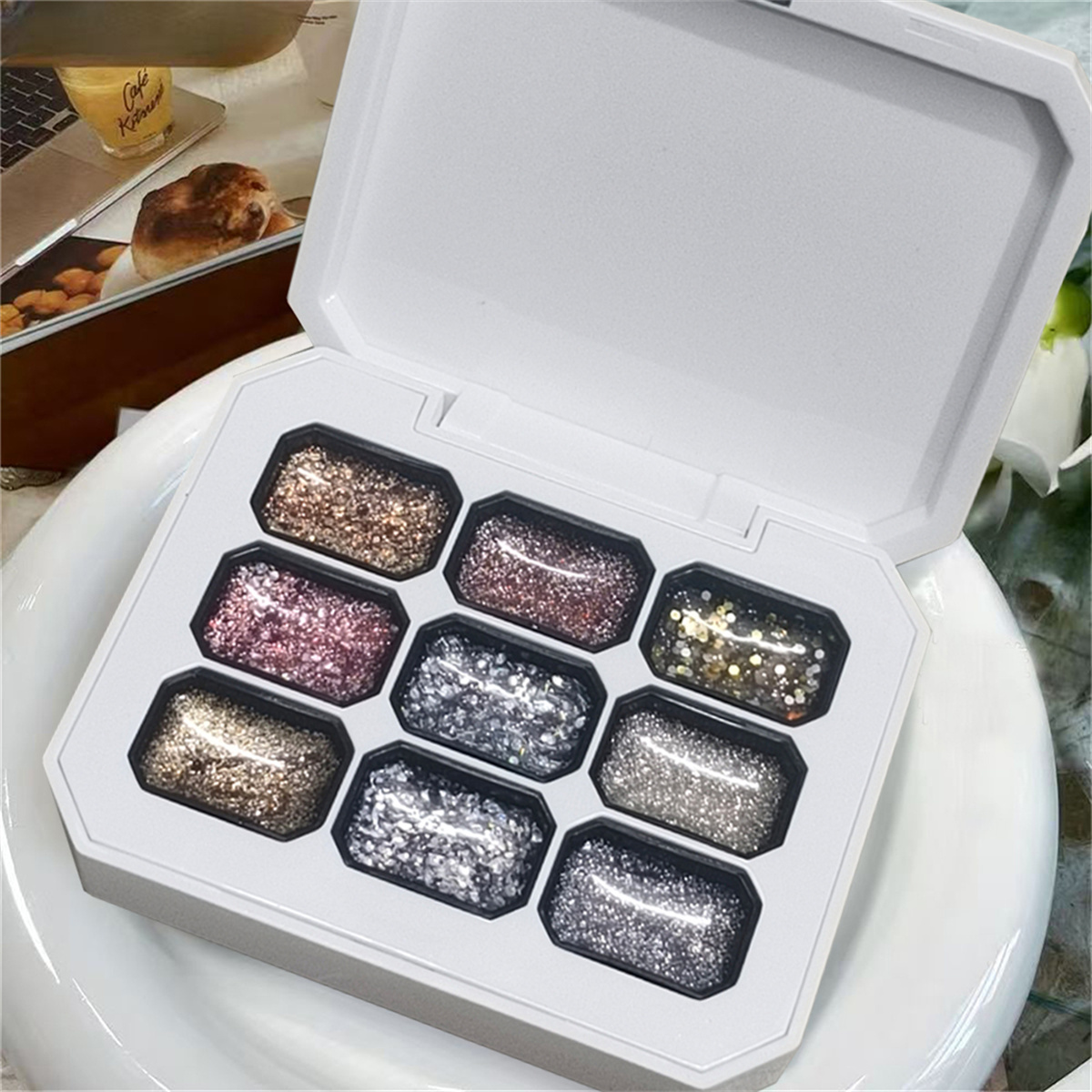 Nail Art Gliter - 1pc 9 Colors Starburst Glitter Solid
