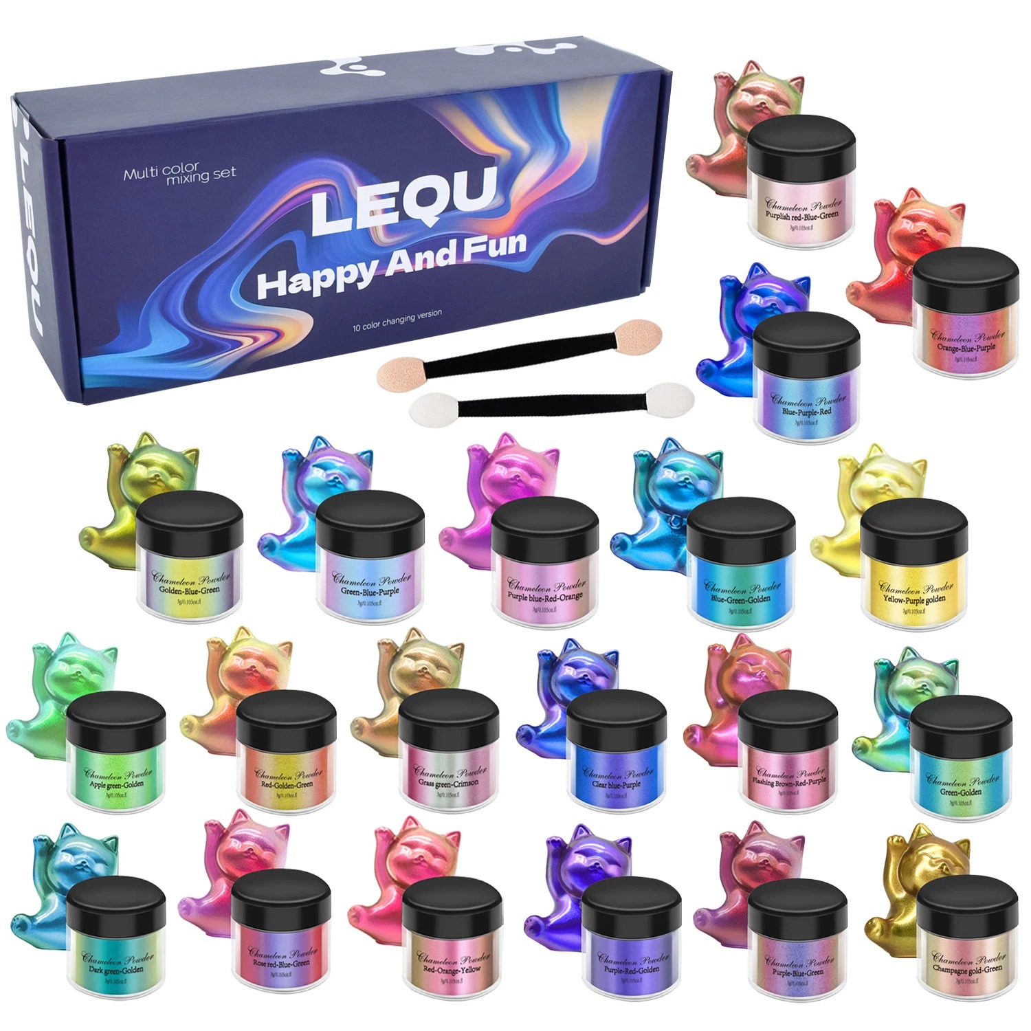 Nail Glitter Chrome - A set of chameleon pink nail