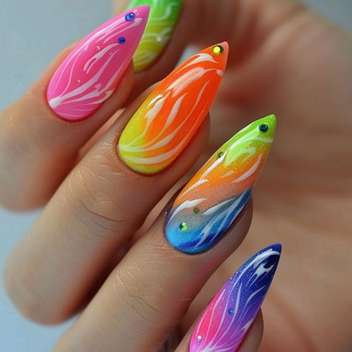 Nail Art Gliter - Press on Nails Long Stiletto False