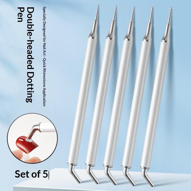 Nail Art Dotting Tool - 5Pcs Acrylic Handle Crystal Studs Picker