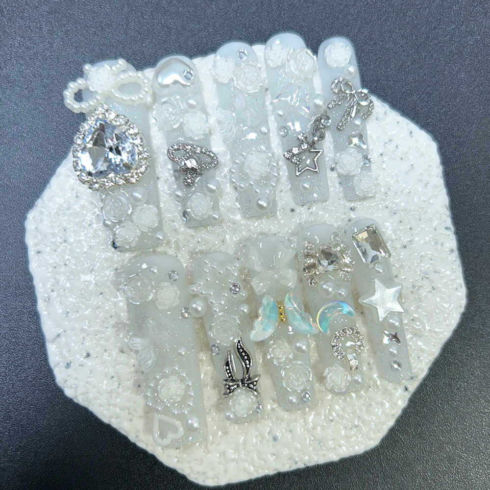 Nail Art Gliter - 10PCS Cute Jirai Kei White Handmade