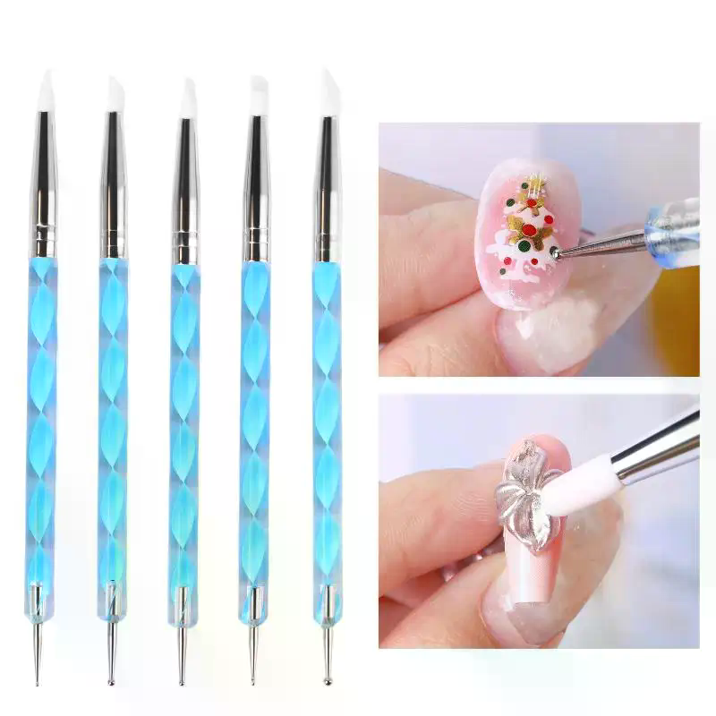 Nail Art Dotting Tool - 5 Pcs Silicone Clay Sculpting Tool