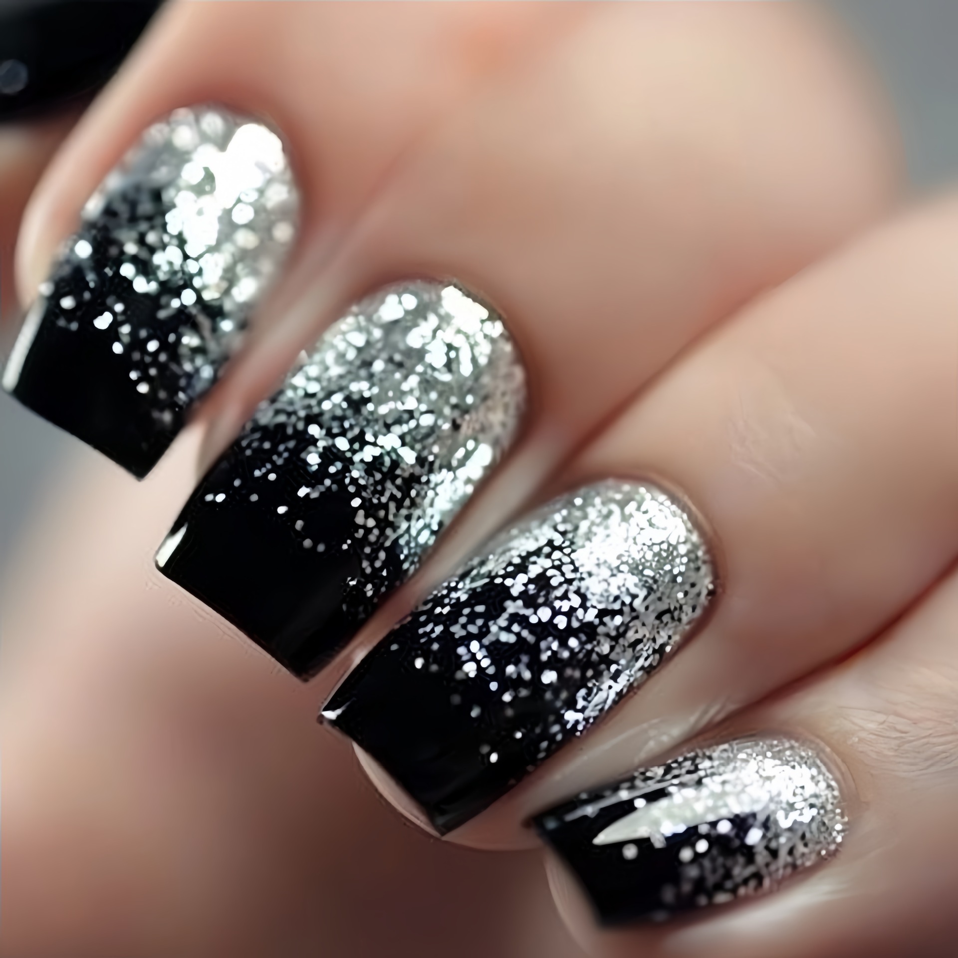 Nail Art Gliter - Short Medium fake nails Gradient brown