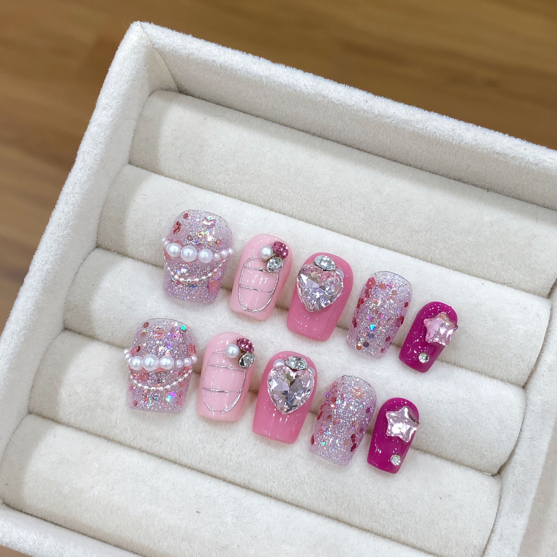 Nail Art Gliter - Handmade Press on Nails Shiny Sequin