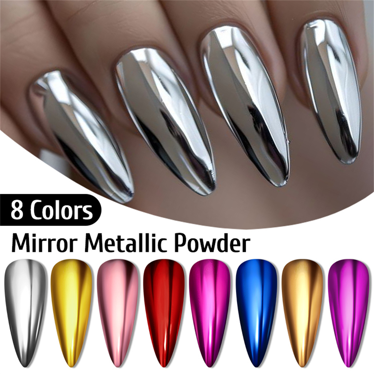 Metallic Gold Silver Mirror Po - Nail Glitter Chrome ulasan dan harga