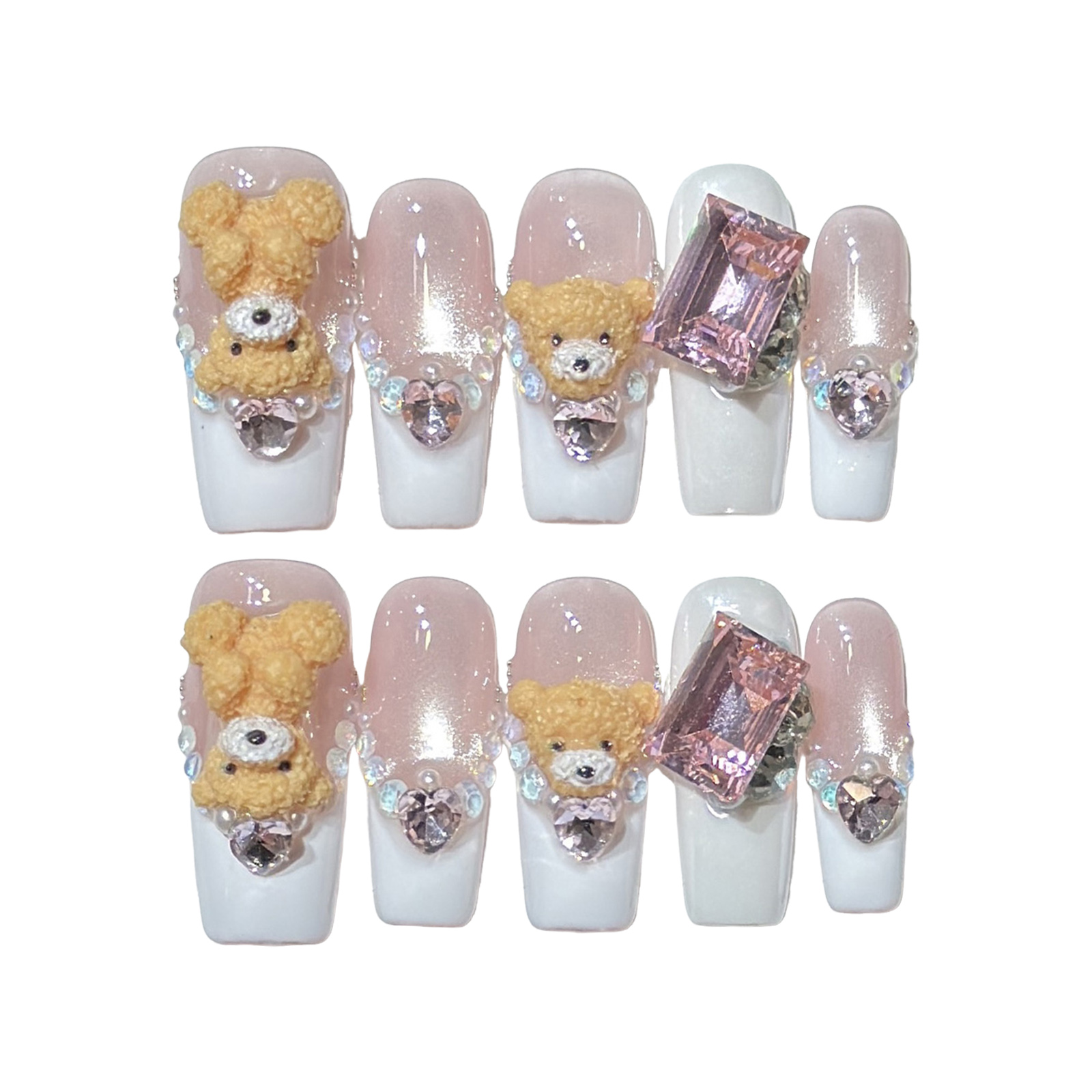 10pcs 3D Cartoon Bear Cat Eyes - Nail Art Cat Eye ulasan dan harga