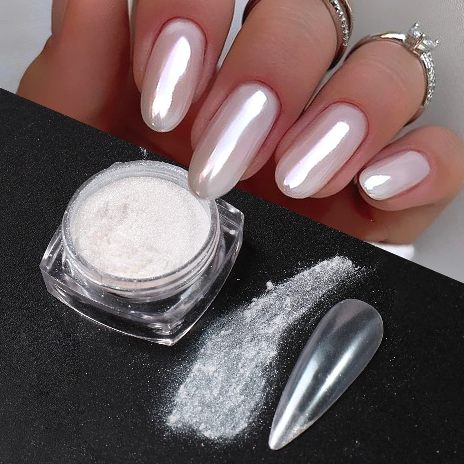 White Pearl Mirror Moonlight N - Nail Glitter Chrome ulasan dan harga