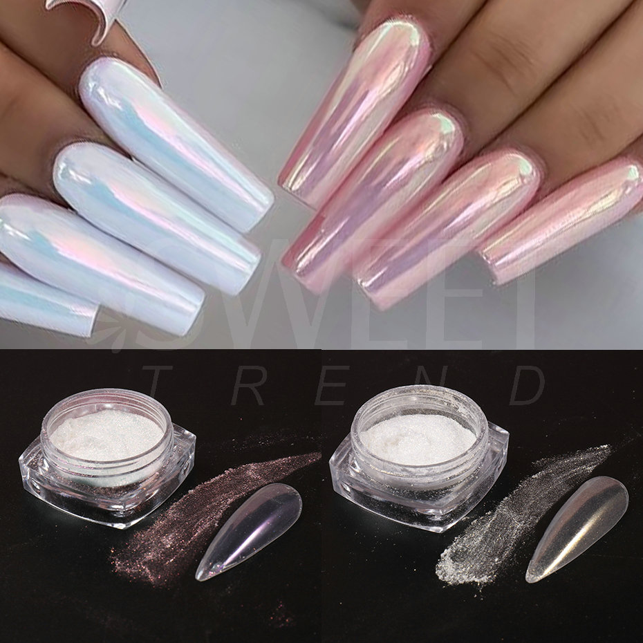 White Pearl Mirror Moonlight N - Nail Glitter Chrome ulasan dan harga