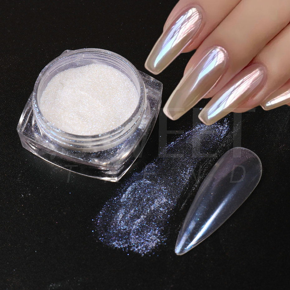 White Pearl Mirror Moonlight N - Nail Glitter Chrome ulasan dan harga