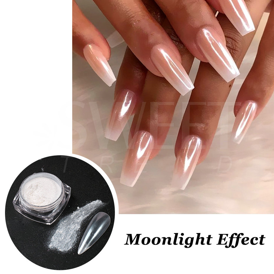 White Pearl Mirror Moonlight N - Nail Glitter Chrome ulasan dan harga