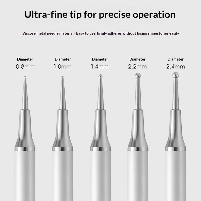 5Pcs Dual-ended Rhinestone Gem - Nail Art Dotting Tool ulasan dan harga