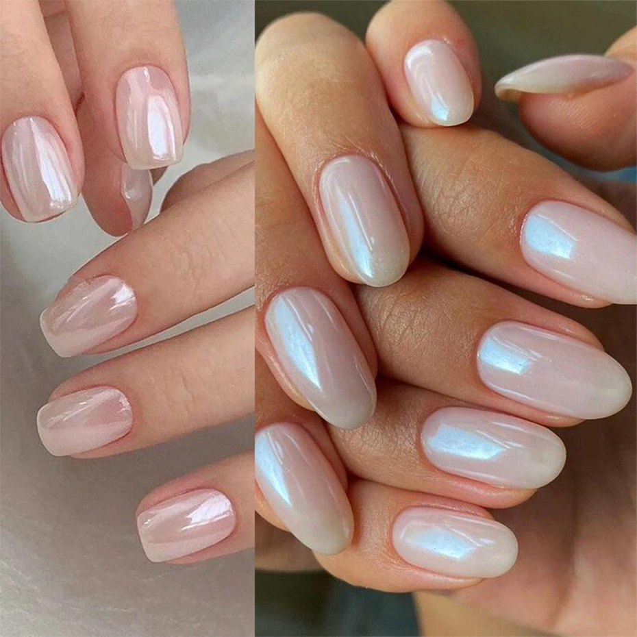 Moonlight Pearl White Nails Gl - Nail Glitter Chrome ulasan dan harga