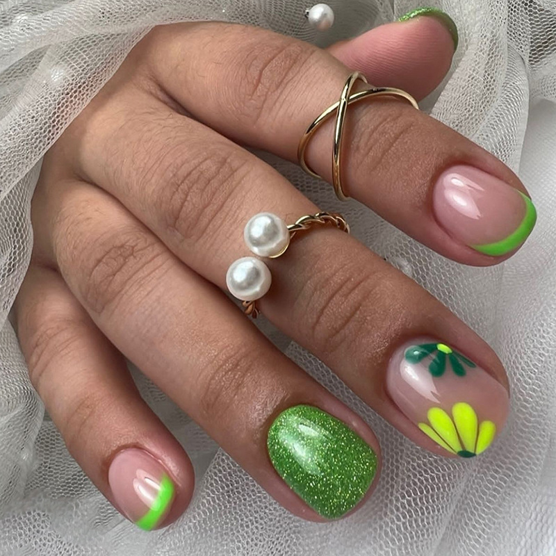 24Pcs Short Ballet False Nails - Nail Art Gliter ulasan dan harga