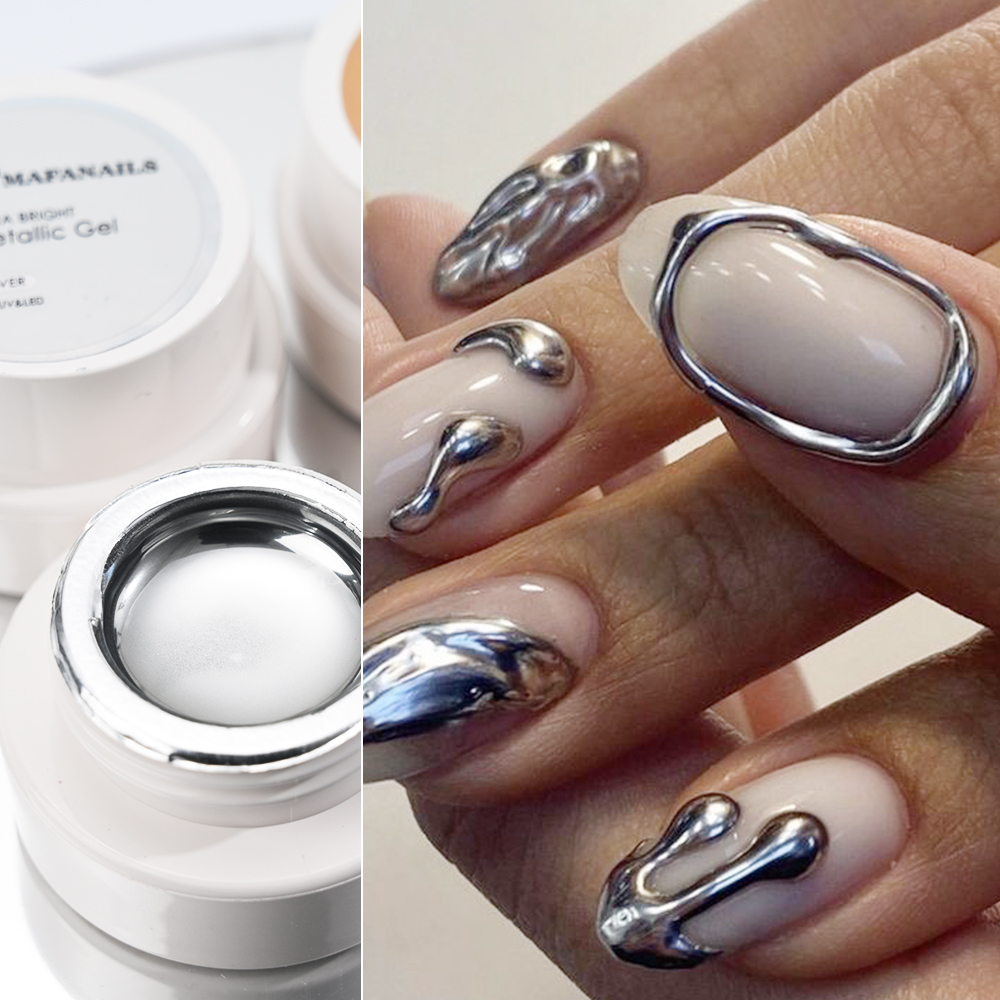 5ml Silver Gold Metallic Gel N - Nail Glitter Chrome ulasan dan harga