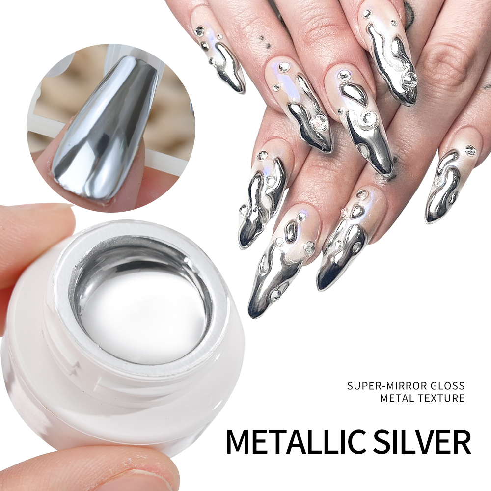 5ml Silver Gold Metallic Gel N - Nail Glitter Chrome ulasan dan harga