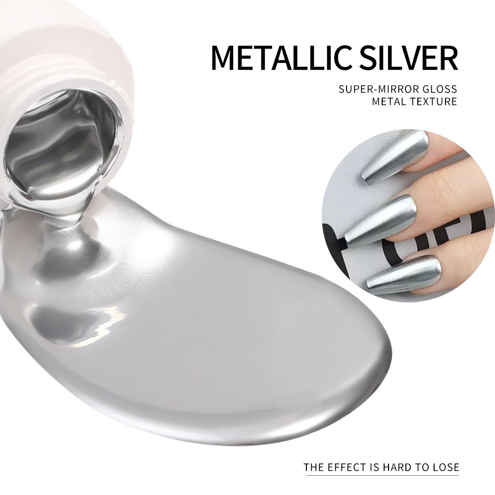 5ml Silver Gold Metallic Gel N - Nail Glitter Chrome ulasan dan harga