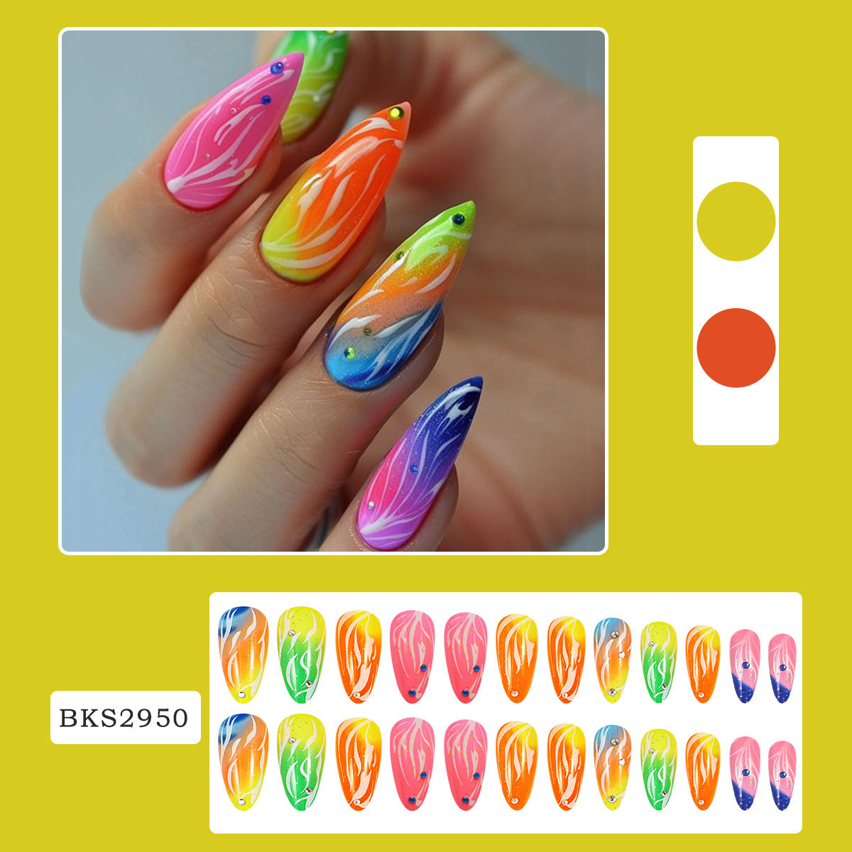 Press on Nails Long Stiletto F - Nail Art Gliter ulasan dan harga