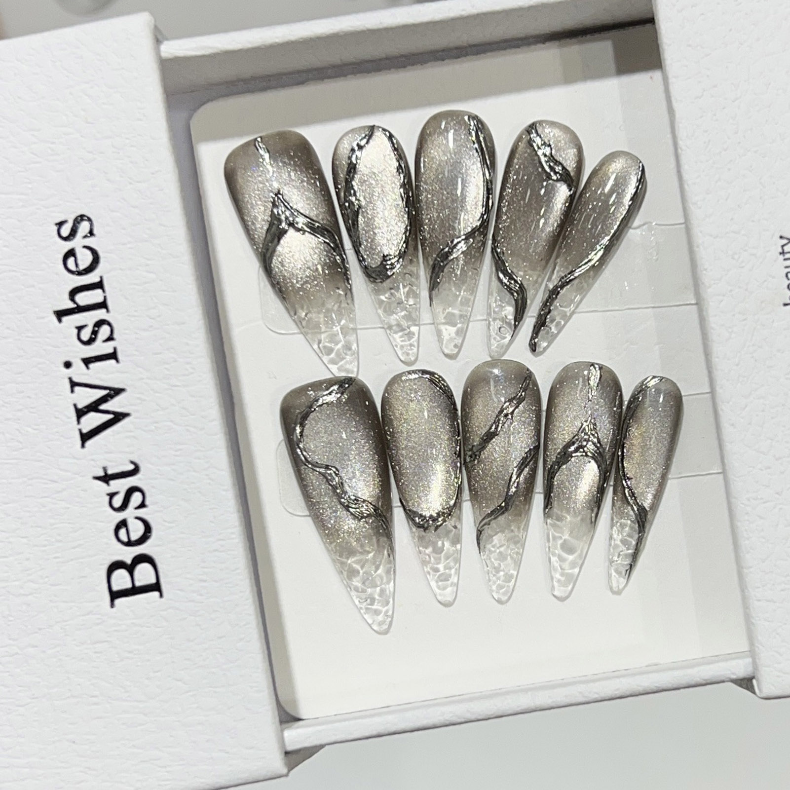10pcs Halloween False Nails Re - Nail Art Cat Eye ulasan dan harga