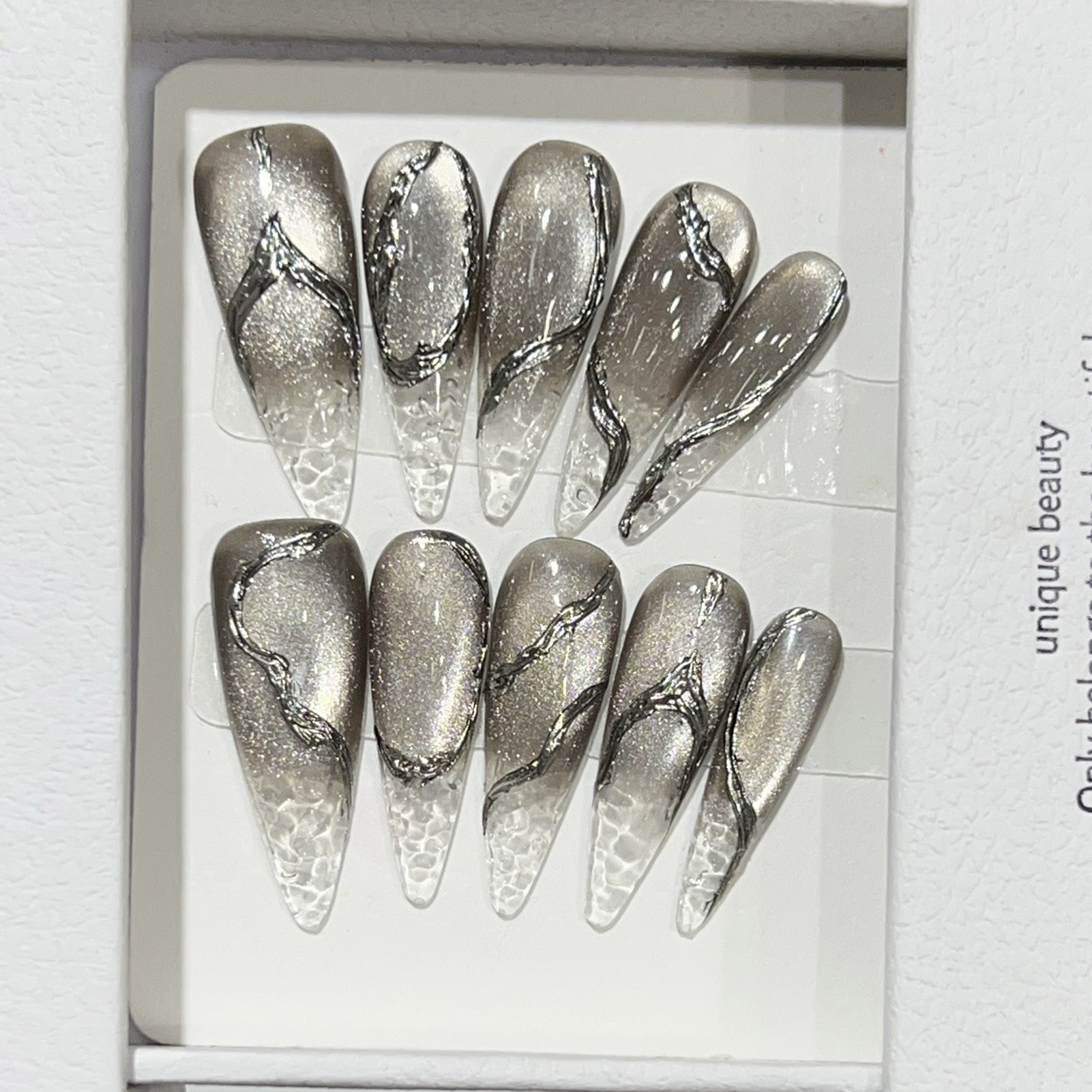 10pcs Halloween False Nails Re - Nail Art Cat Eye ulasan dan harga