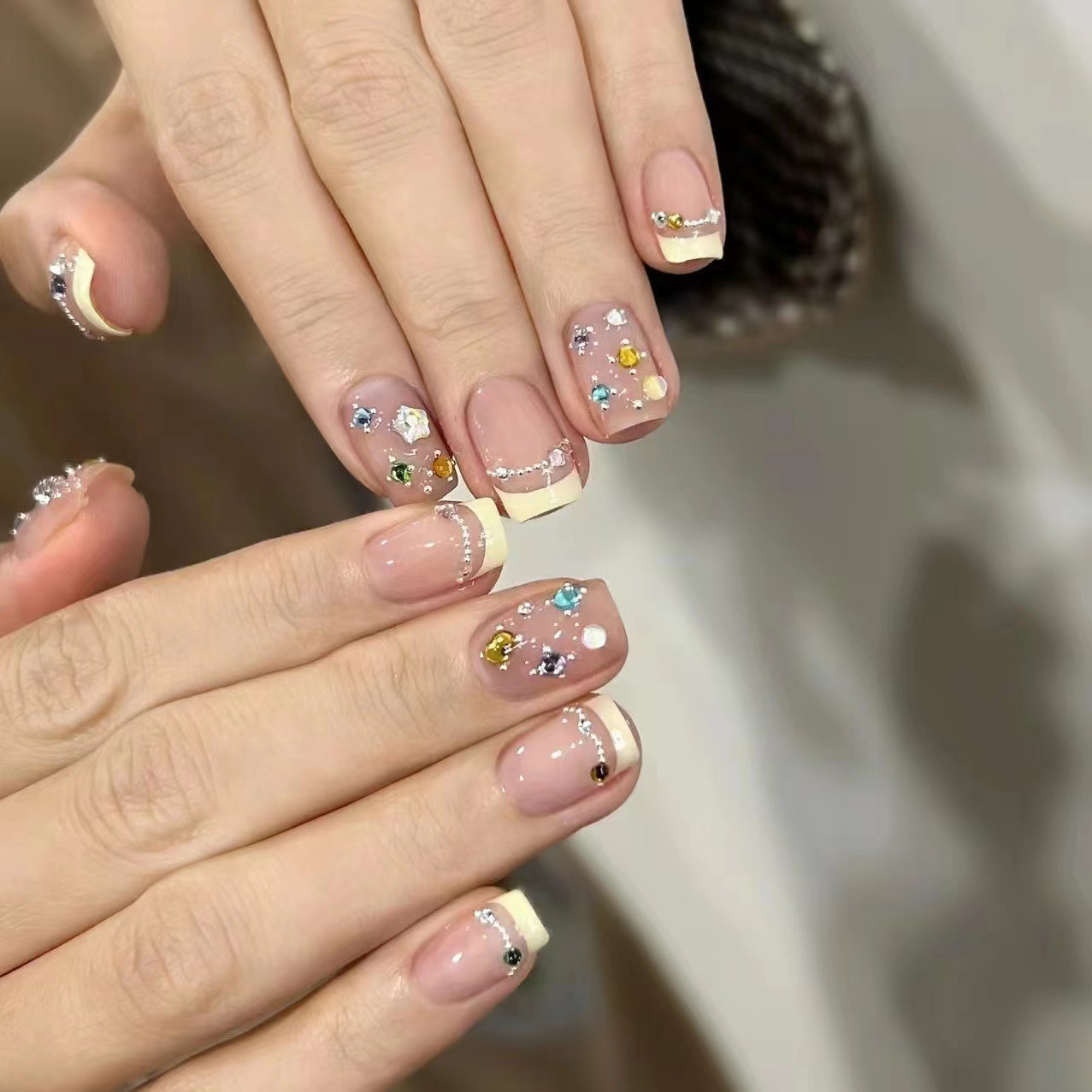 10Pcs Short Square French Hand - Nail Art Cat Eye ulasan dan harga