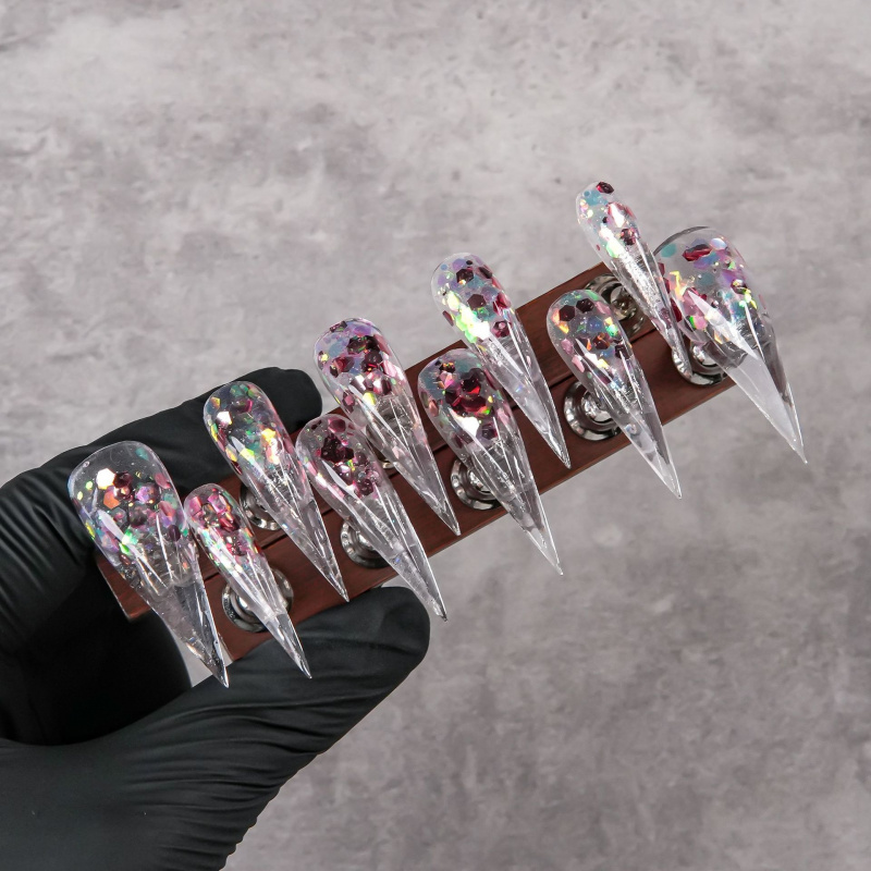 Super Long Stiletto Press On N - Nail Art Gliter ulasan dan harga