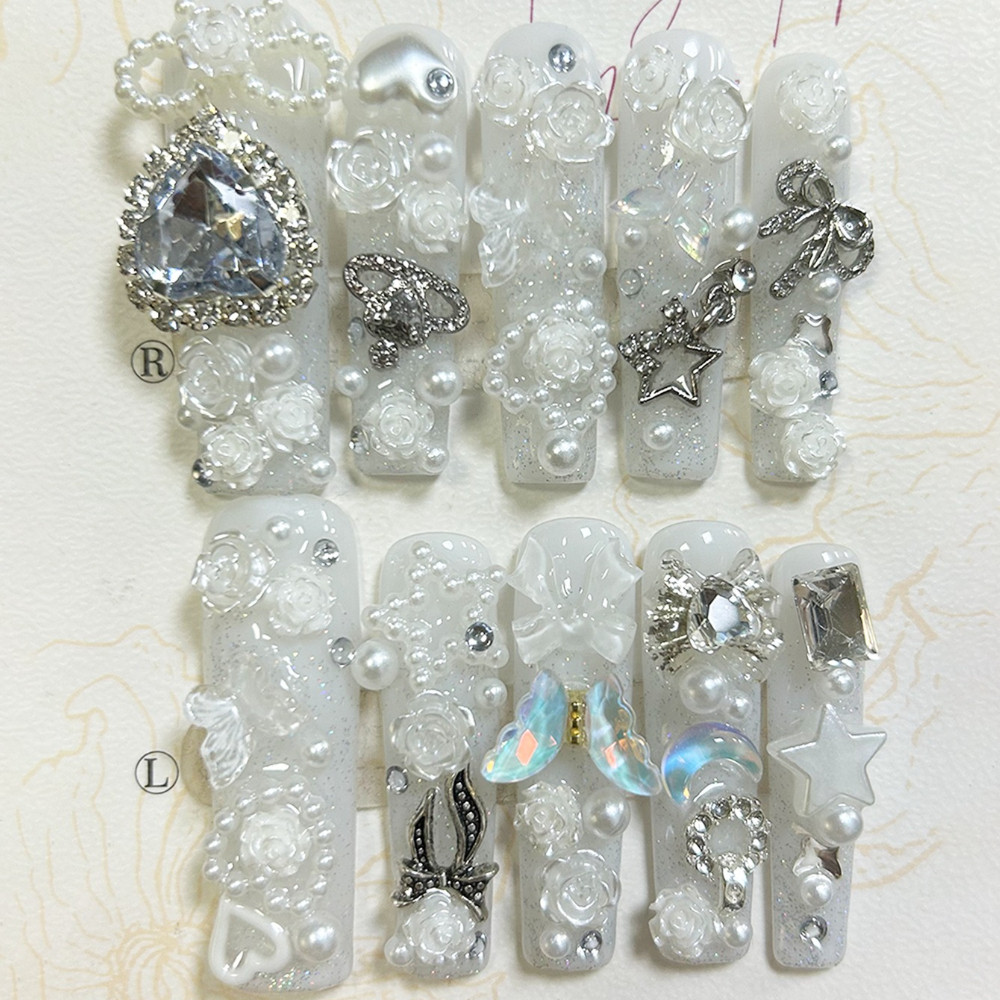 10PCS Cute Jirai Kei White Han - Nail Art Gliter ulasan dan harga