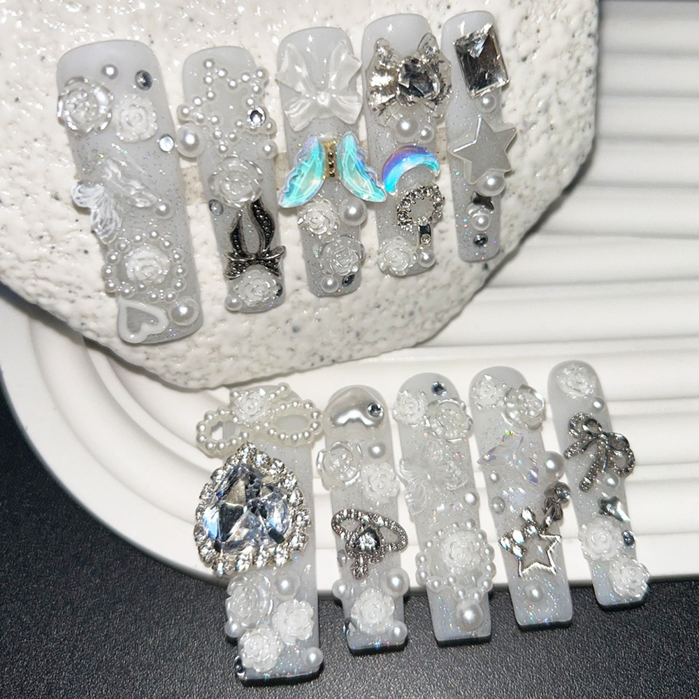 10PCS Cute Jirai Kei White Han - Nail Art Gliter ulasan dan harga