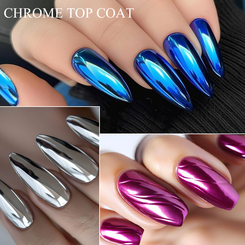 7ML Chrome Top Coat For Mirror - Nail Glitter Chrome ulasan dan harga