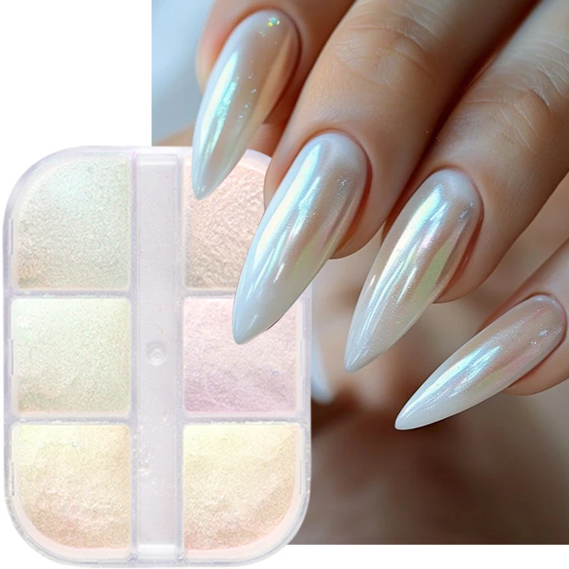 6 Grids Aurora Mirror Nails Po - Nail Glitter Chrome ulasan dan harga