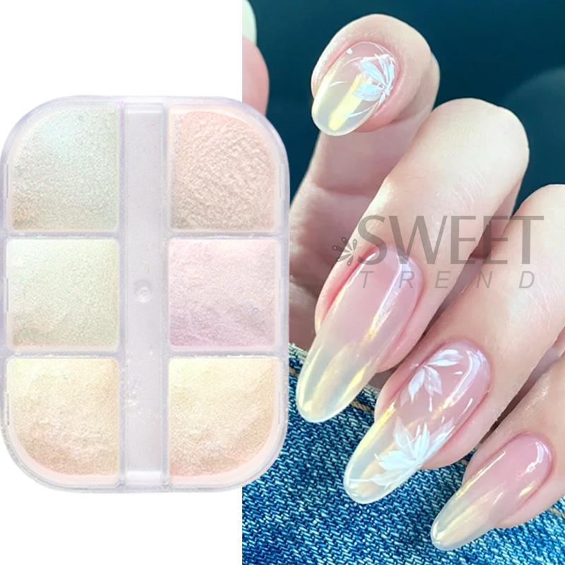 6 Grids Aurora Mirror Nails Po - Nail Glitter Chrome ulasan dan harga