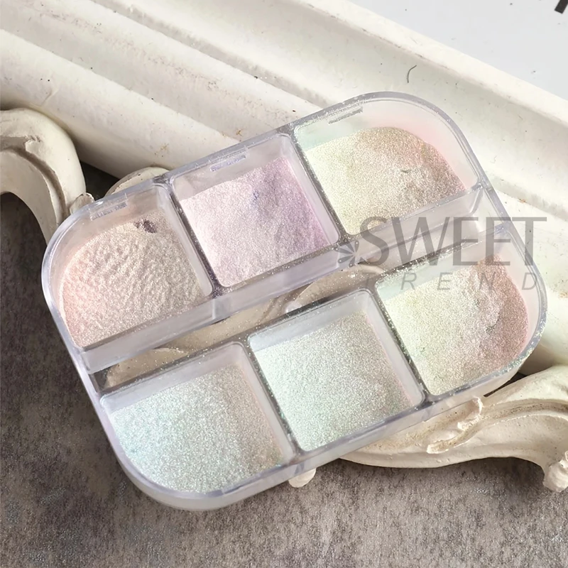 6 Grids Aurora Mirror Nails Po - Nail Glitter Chrome ulasan dan harga
